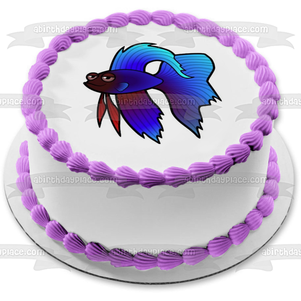 Cartoon Blue Tropical Fish Edible Cake Topper Image ABPID12635