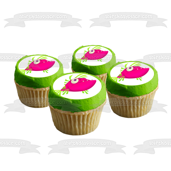 Cartoon Tropical Pink and Green Fish Edible Cake Topper Image ABPID12656