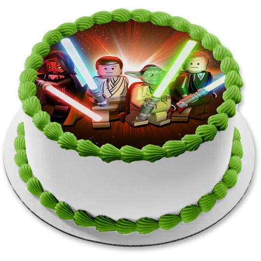 LEGO Star Wars Darth Maul Yoda Anakin Skywalker Edible Cake Topper Image ABPID12669