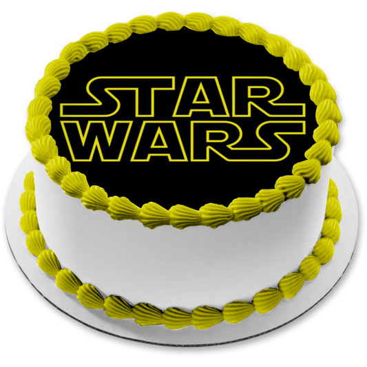 Star Wars Logo Black Background Edible Cake Topper Image ABPID12455