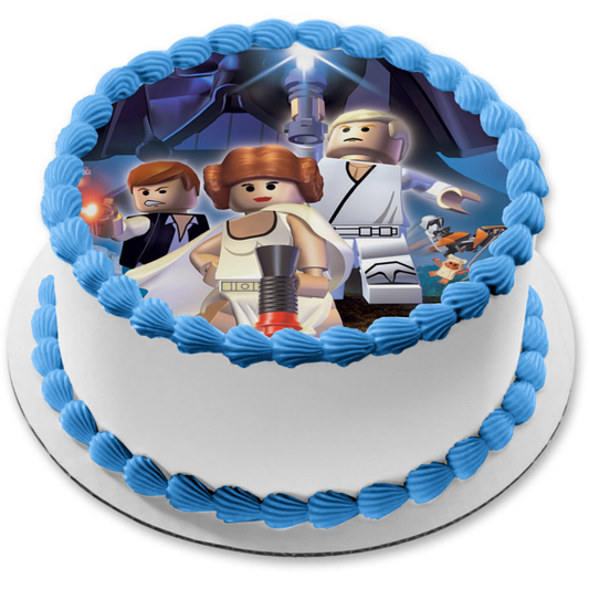 LEGO Star Wars Princess Leia Anakin Skywalker Luke Skywalker Edible Cake Topper Image ABPID12672