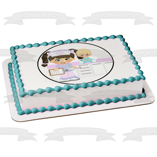 Nurses Baby Stethescope Clip Board Edible Cake Topper Image ABPID12461