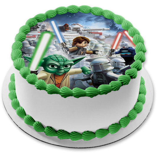 LEGO Star Wars 3 The Clone Wars Yoda Storm Troopers Anakin Skywalker Edible Cake Topper Image ABPID12676