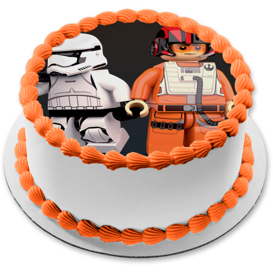 LEGO Star Wars Storm Trooper Rebel Pilot Edible Cake Topper Image ABPID12678