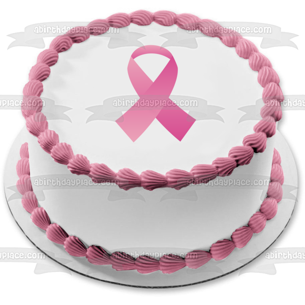 Breast Cancer Awareness Pink Ribbon Edible Cake Topper Image ABPID12996