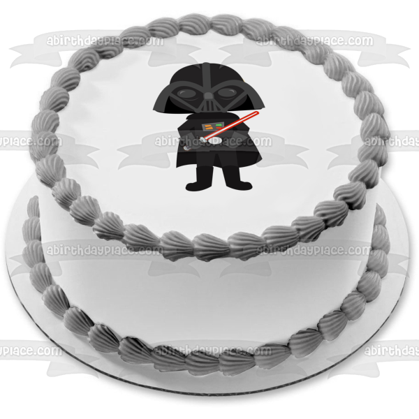 Star Wars Cartoon Darth Vader Lightsaber Edible Cake Topper Image ABPID12710