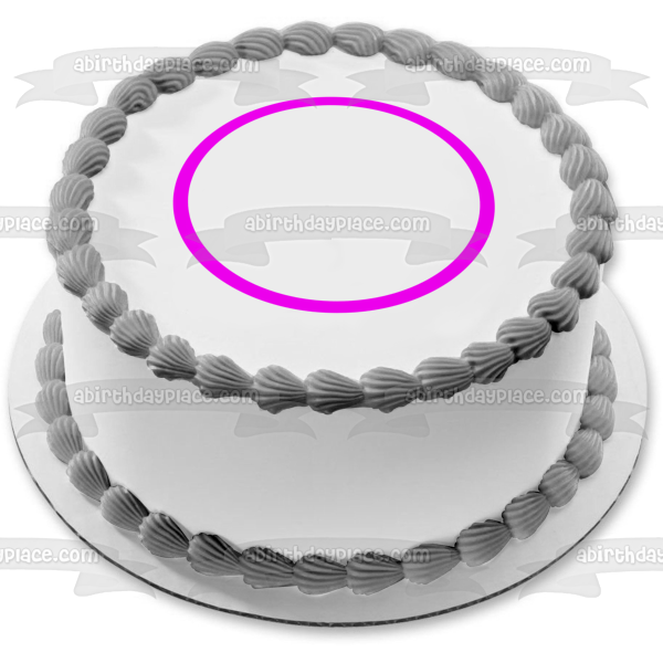 Pink Circle White Interior Edible Cake Topper Image ABPID13007