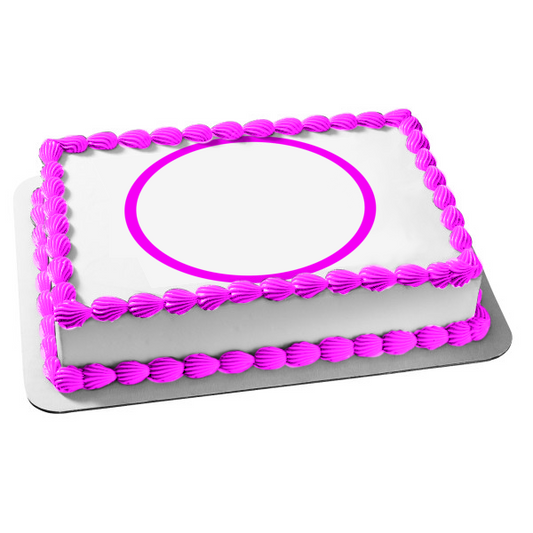 Adorno comestible para tarta con interior blanco y círculo rosa, imagen ABPID13007 