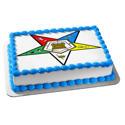 Order of the Eastern Star Logo Freemason Edible Cake Topper Image ABPID13009