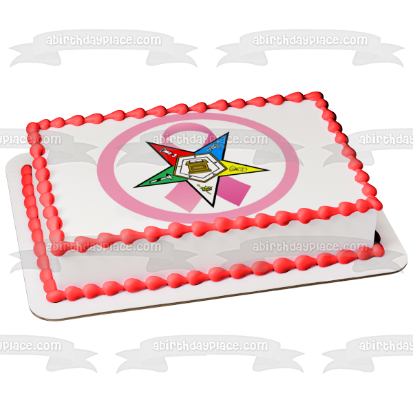 Order of the Eastern Star Logo Freemason Breast Cancer Awareness Edible Cake Topper Image ABPID13010