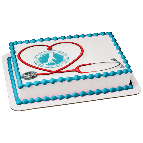 Nurse Doctor Stethoscope Heart Love Help Hope Care Encourage Support Edible Cake Topper Image ABPID13016