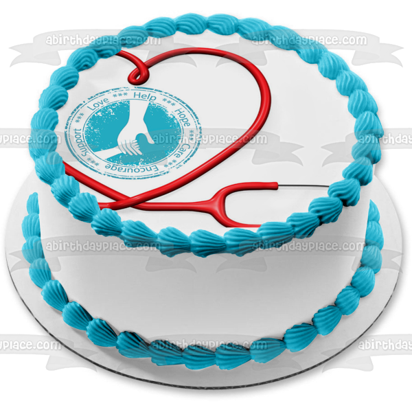 Nurse Doctor Stethoscope Heart Love Help Hope Care Encourage Support Edible Cake Topper Image ABPID13016
