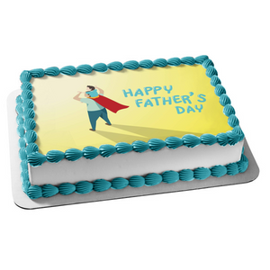 Happy Father's Day Father and Son Super Hero Cape Edible Cake Topper Image ABPID54039