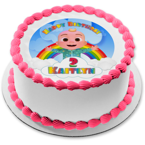 Cocomelon Baby Jj Happy Birthday Your Personalized Name Edible Cake Topper Image ABPID54028