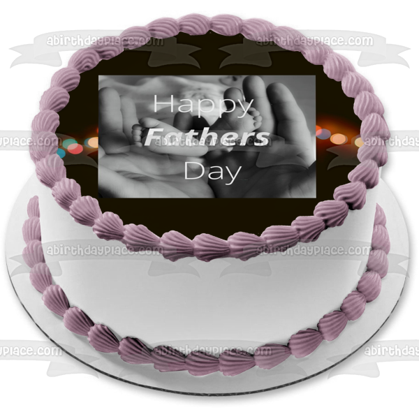 Happy Father's Day Father's Hands and Baby's Feet Edible Cake Topper Image ABPID54042