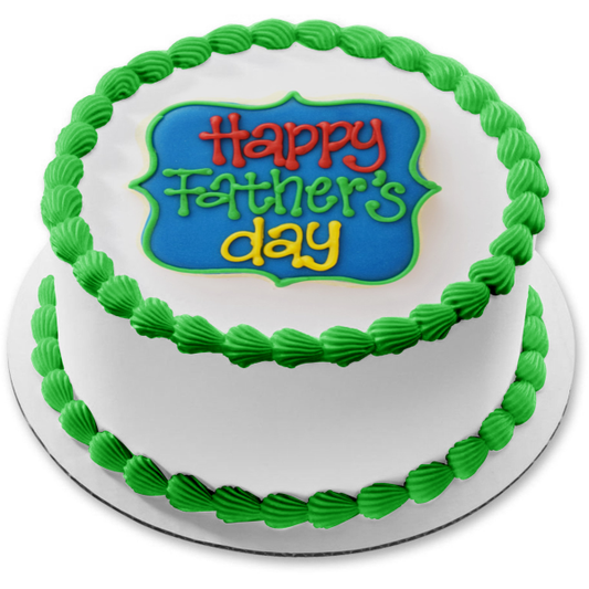Happy Father's Day Colorful Edible Cake Topper Image ABPID54048