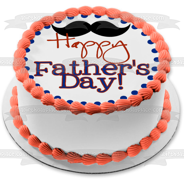 Happy Father's Day Mustache Edible Cake Topper Image ABPID54049