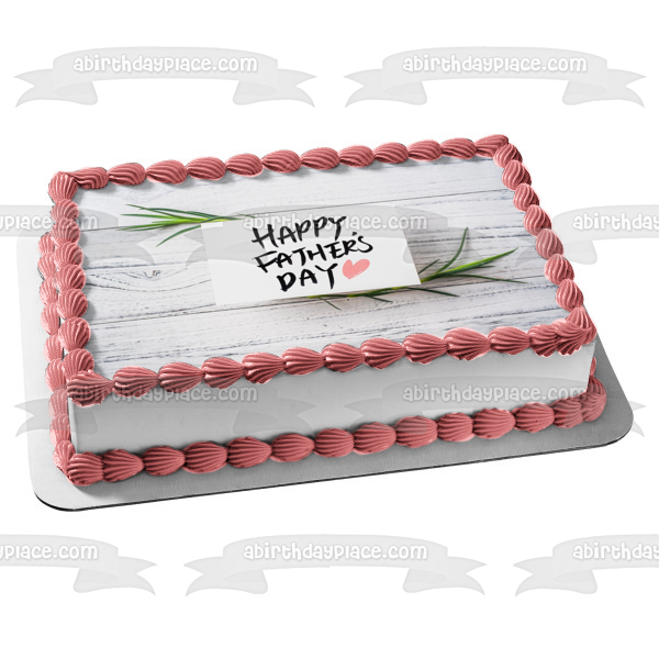 Happy Father's Day Pink Heart Edible Cake Topper Image ABPID54050