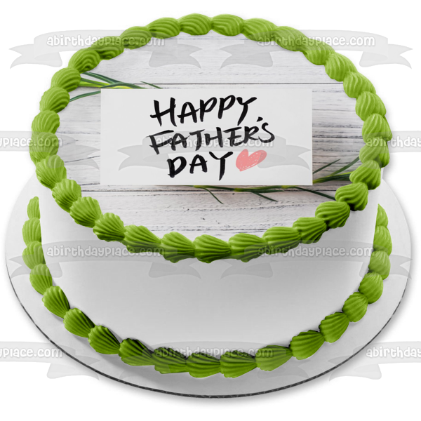 Happy Father's Day Pink Heart Edible Cake Topper Image ABPID54050