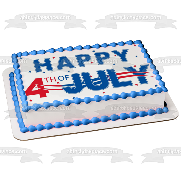 Happy 4th of July Independence Day Stars Edible Cake Topper Image ABPID54060