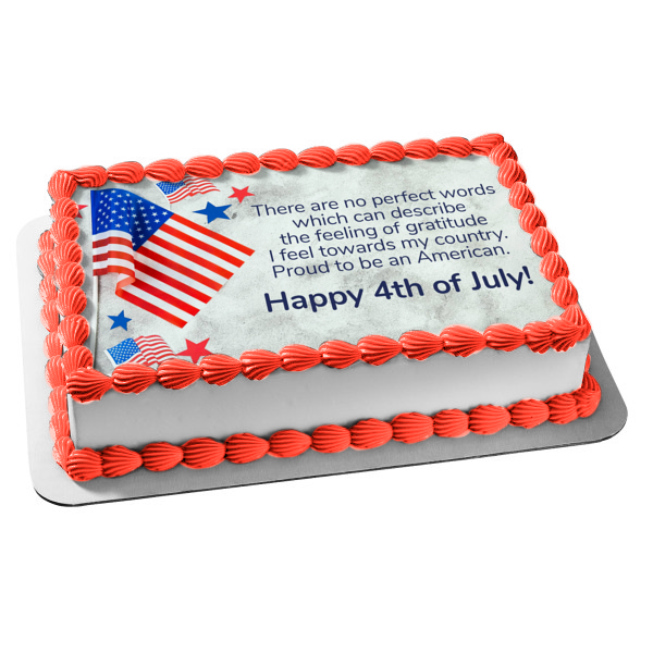 Independence Day Quote Happy 4th of July American Flags Edible Cake Topper Image ABPID54066