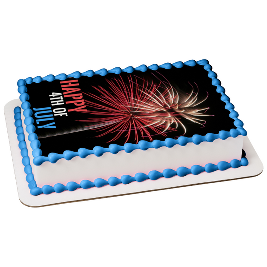 Happy 4th of July Independence Day Fireworks Edible Cake Topper Image ABPID54067