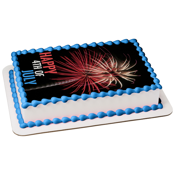 Happy 4th of July Independence Day Fireworks Edible Cake Topper Image ABPID54067