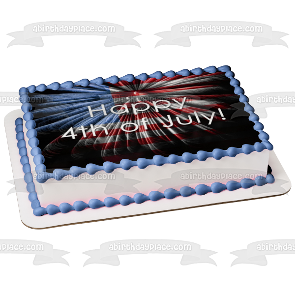 Happy 4th of July American Flag Independence Day Edible Cake Topper Image ABPID54062
