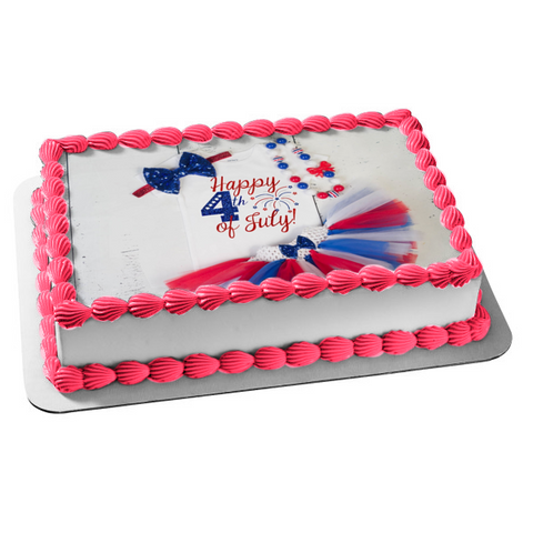 Happy 4th of July Independence Day Edible Cake Topper Image ABPID54063