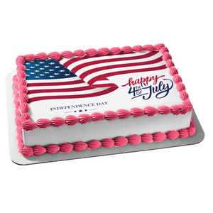 Happy 4th of July Independence Day American Flag Edible Cake Topper Image ABPID54064