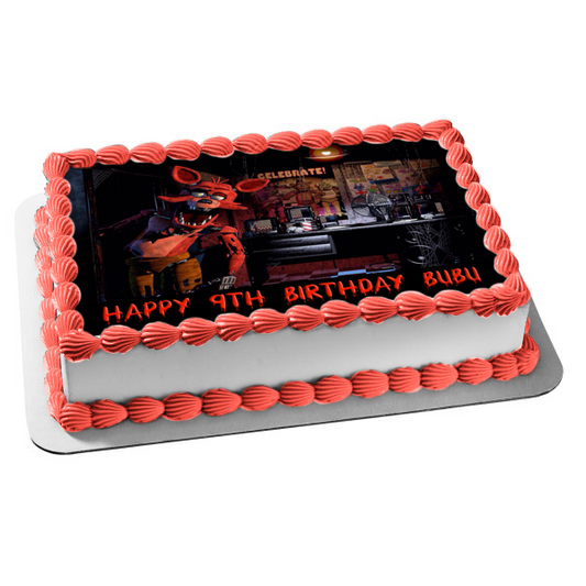 Five Nights at Freddy's Freddy Fazbear's Pizza Edible Cake Topper Image ABPID03412