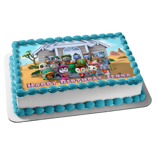 Imagen comestible para tarta con el ayudante Toby Peck y Pricilla Skunk del salvaje oeste del sheriff Callie ABPID05735 