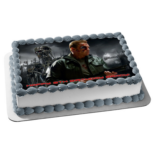 The Terminator Cyborg Assassin and a Robot Edible Cake Topper Image ABPID07751