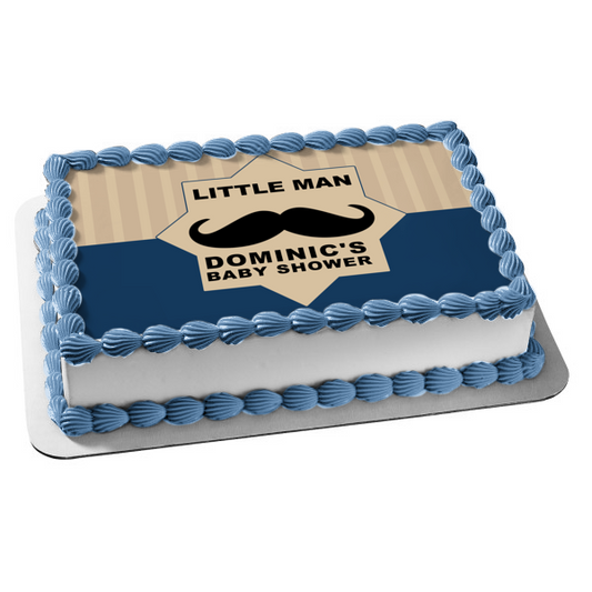 Little Man Baby Shower with Mustache Edible Cake Topper Image Customizable Edible Cake Topper Image ABPID54020