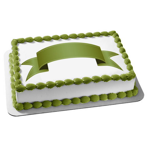 Lime Green Banner White Dotted Line Border Edible Cake Topper Image ABPID13022