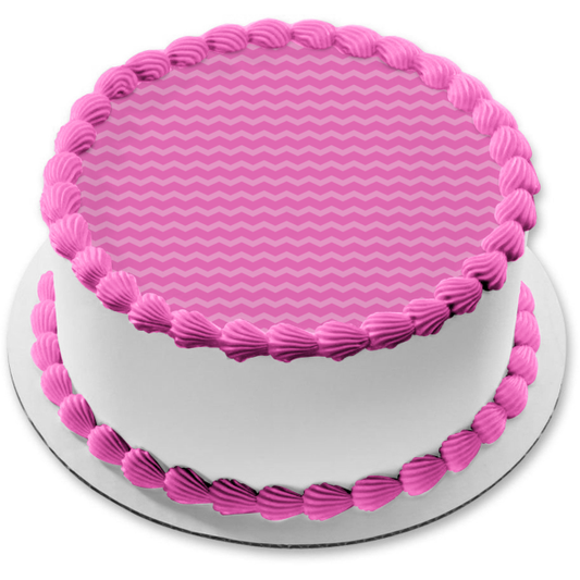 Dark Pink and Light Pink Zig Zag Pattern Edible Cake Topper Image ABPID12718