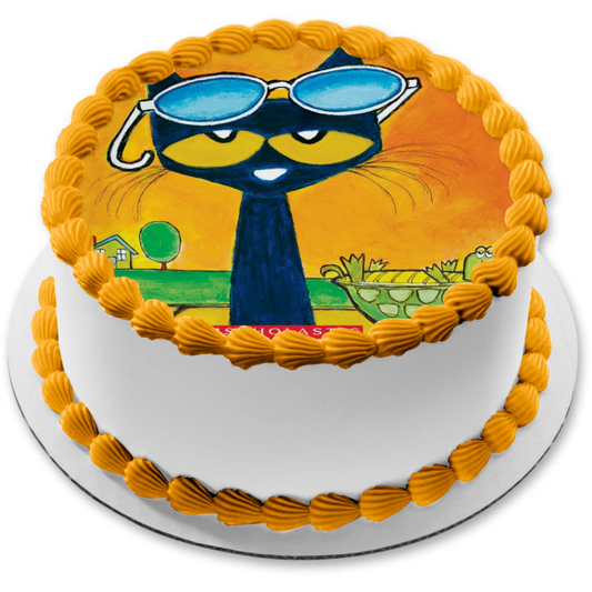 Pete the Cat Sunglasses Edible Cake Topper Image ABPID12735
