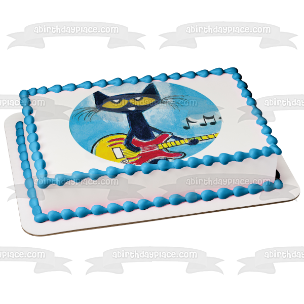 Pete the Cat Playing Guitar Edible Cake Topper Image ABPID12737