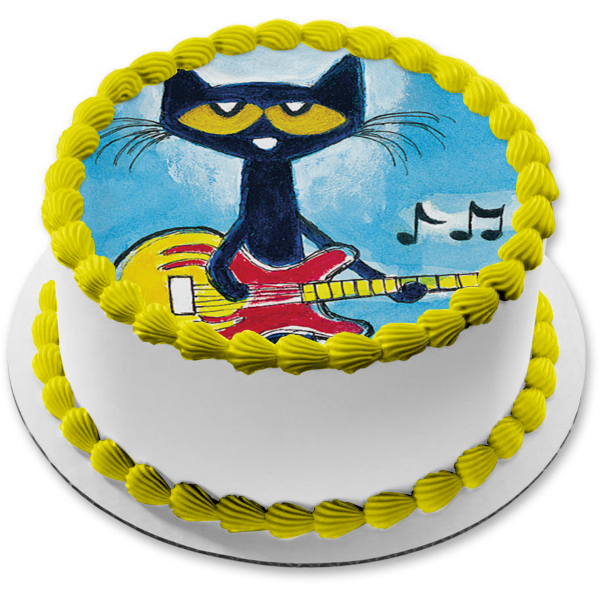 Pete the Cat Playing Guitar Edible Cake Topper Image ABPID12737