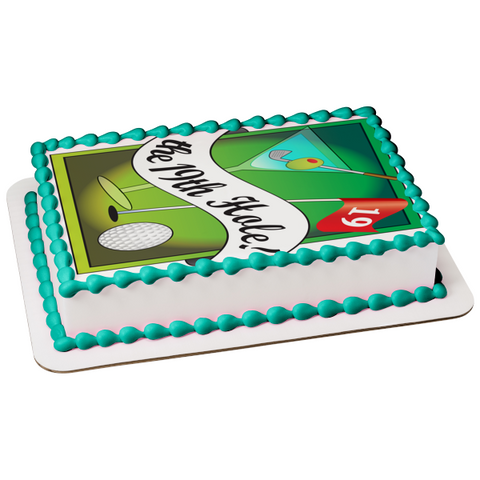 The 19th Hole! Golf Ball Martini Olive Edible Cake Topper Image ABPID13031