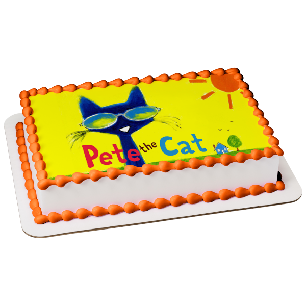 Pete the Cat Sunglasses House Tree Edible Cake Topper Image ABPID12738