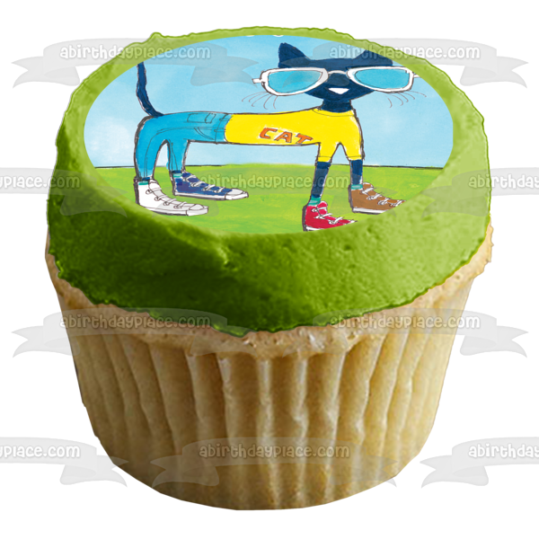 Pete the Cat Sunglasses Different Shoes Edible Cake Topper Image ABPID12741
