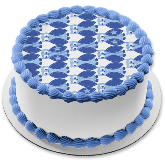 Búho con patrones variados, rayas, puntos a cuadros, decoración comestible para tarta, imagen ABPID13036 