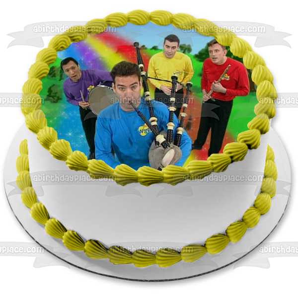 The Wiggles Greg Anthony Murray Jeff Bagpipes Rainbow Drum Edible Cake Topper Image ABPID12751