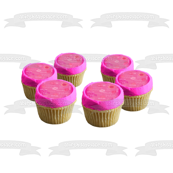 Mom Mother Madre Mommy Ma Flowers Pink Edible Cake Topper Image ABPID13040