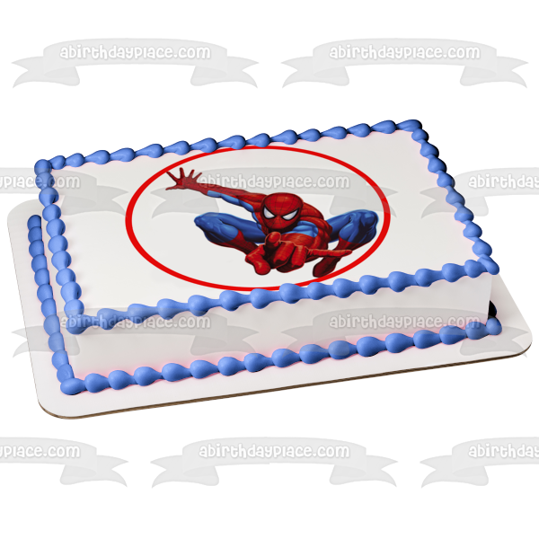 Marvel Avengers Comic Book Spider-Man Crouching Edible Cake Topper Image ABPID12761
