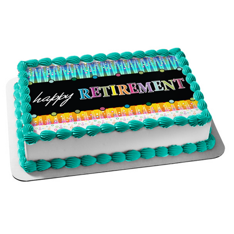Happy Retirement Colorful Background Special Occasion Edible Cake Topper Image ABPID13048