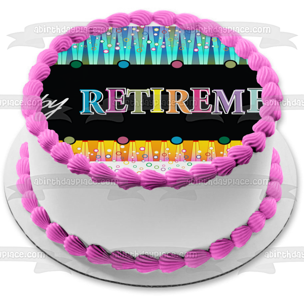 Happy Retirement Colorful Background Special Occasion Edible Cake Topper Image ABPID13048