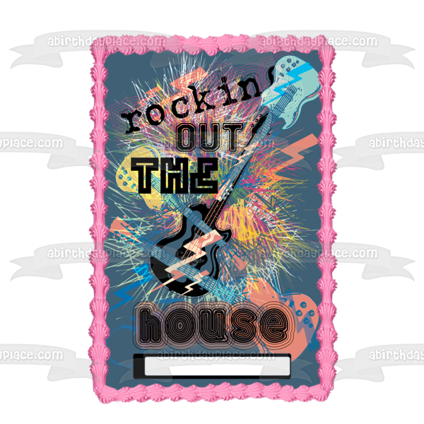 Rockin Out the House Guitar Music Edible Cake Topper Image ABPID13050