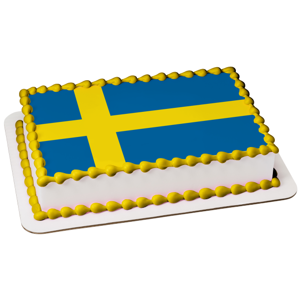 Flag of Sweden Yellow Nordic Cross Field of Blue Edible Cake Topper Image ABPID13051